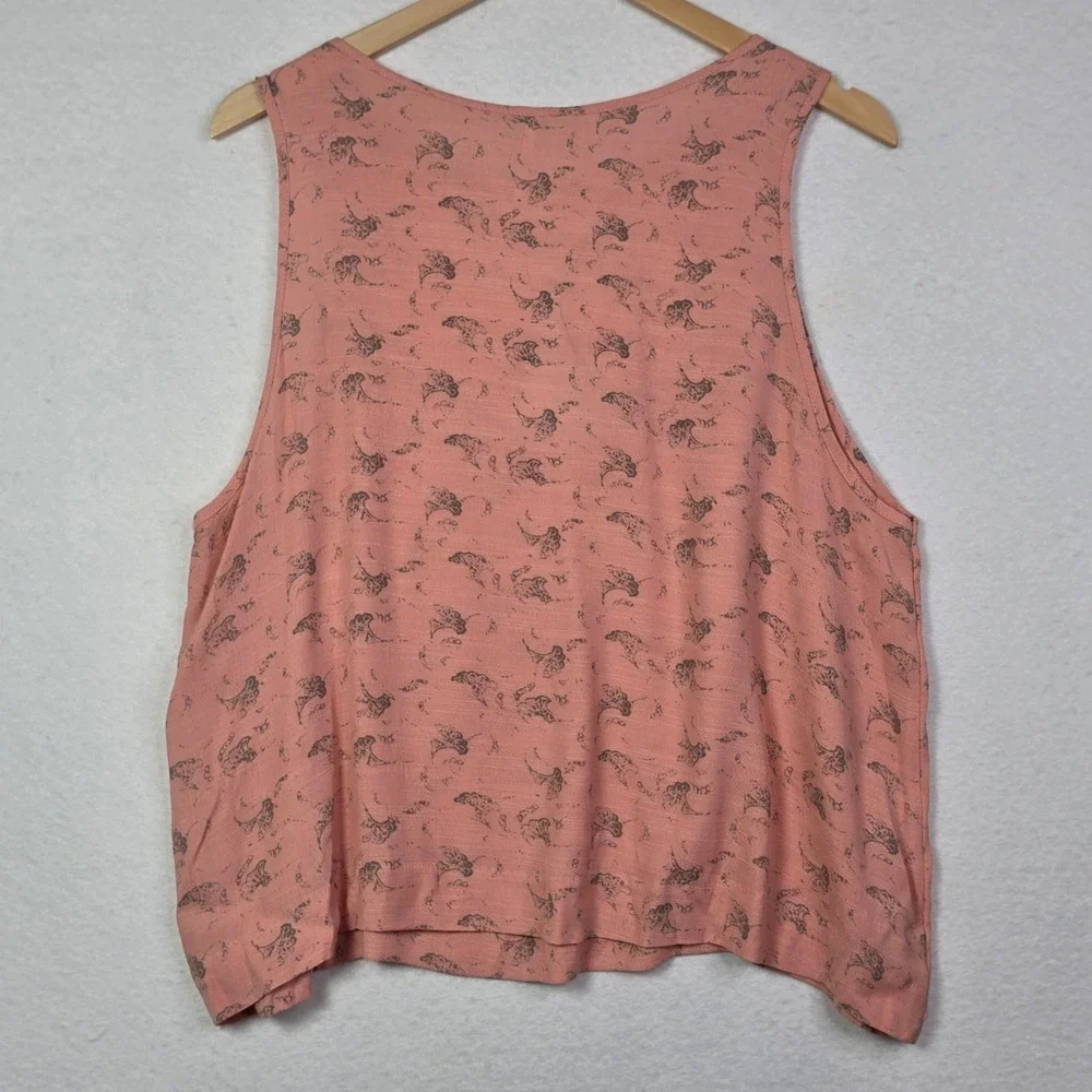 Free People Womens Medium Coral Crossover Draped  Sleeveless Tank